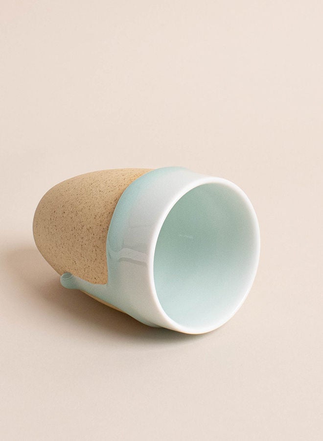 NIBEMINENT Ceramic Coffee Cup With Glazed Detail Blue/Beige - Image 3