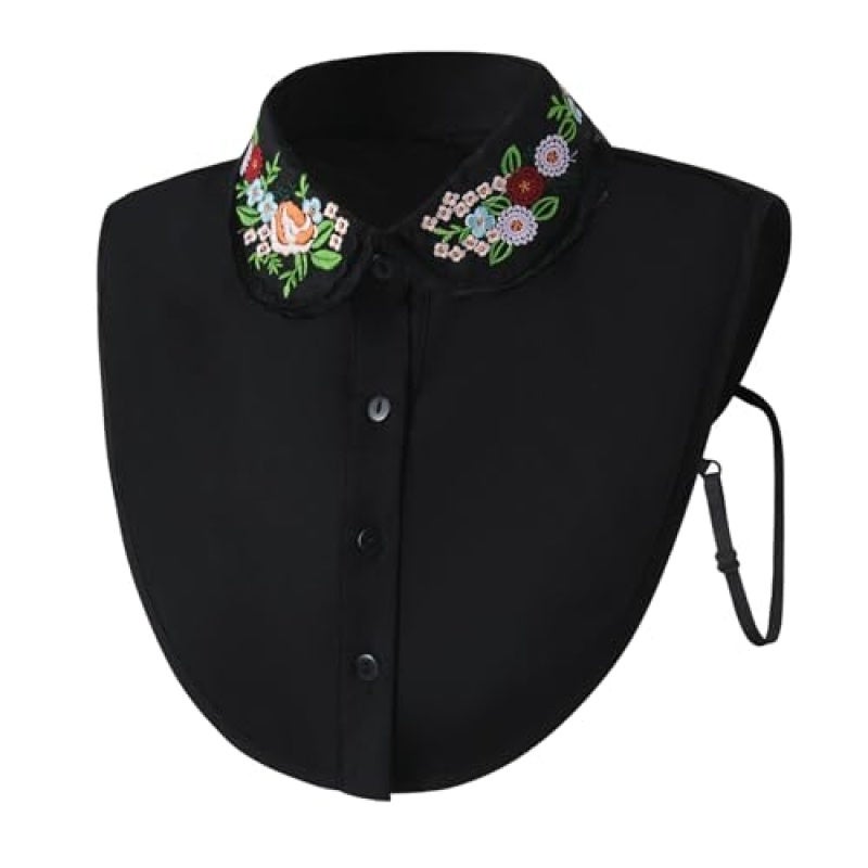 Detachable Dickey Collar: Black Peter Pan Style - Layering Accessory for Women - Image 1