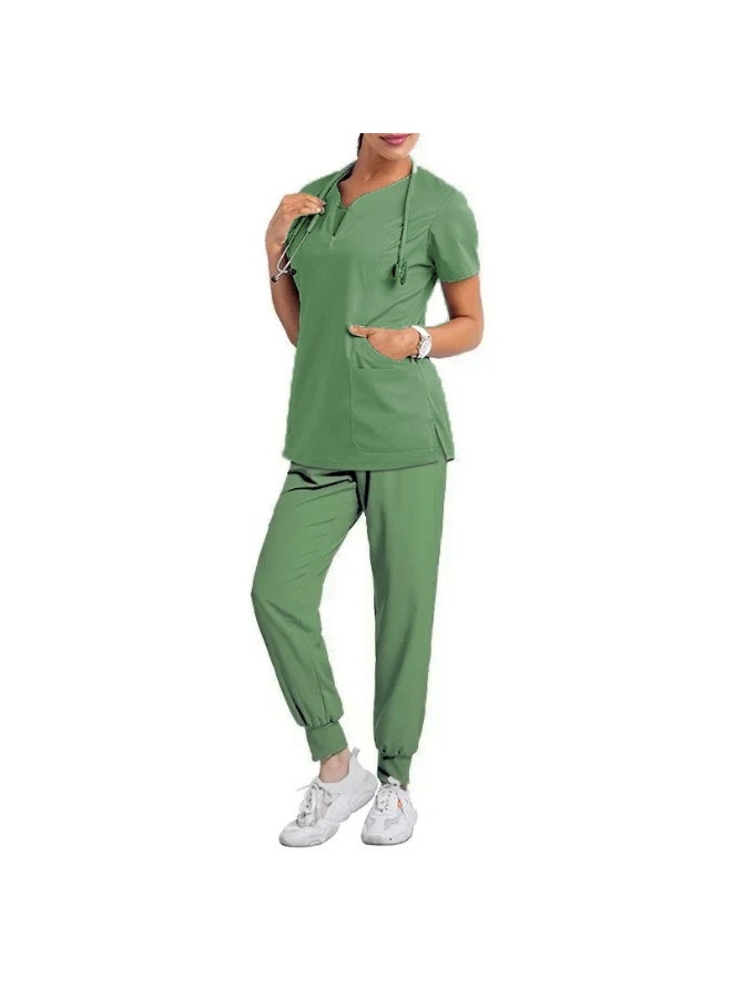 Loquat Womens Medical Scrubs Set Medical Uniform Set Yellowish green - Image 1