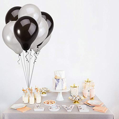 HK balloons Balloons for Birthday Decorations (Metallic Silver and Black) (Pack of 300) - Image 2