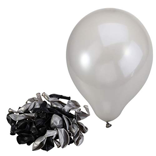 HK balloons Balloons for Birthday Decorations (Metallic Silver and Black) (Pack of 300) - Image 4