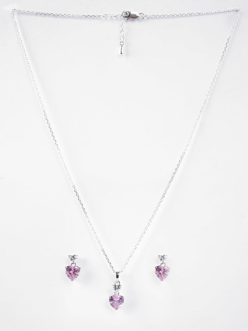 CLARA 925 Sterling Silver Two Hearts Pendant Earrings Chain Necklace Jewellery Set | Platinum Plated, Swiss Zirconia |Gift for Women and Girls - Image 3