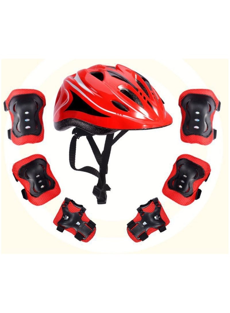 Generic Kids Skateboard Helmet and Knee Pads Elbow Pads Wrist Guards Bike Helmet Boys Girls Protective Gear Set Adjustable for 5-12 Years Bicycle Roller Skates Scooter Sports Protection - Image 1