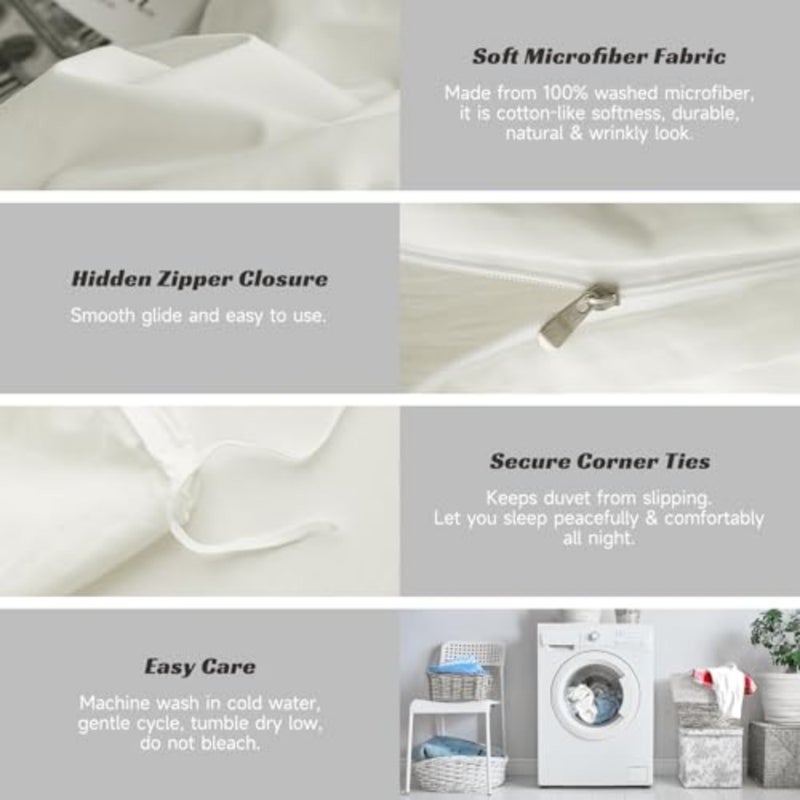 Yuchuang 4-Piece Bed Cover Set, Cotton, Solid Color, King Size, Solid Pattern - Image 4