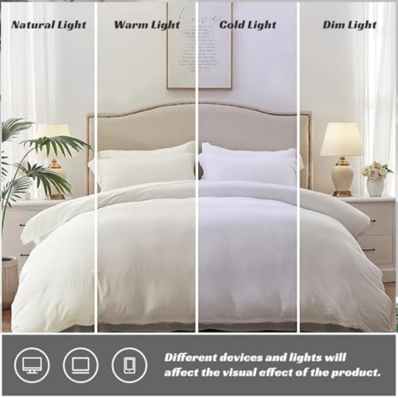 Yuchuang 4-Piece Bed Cover Set, Cotton, Solid Color, King Size, Solid Pattern - Image 3