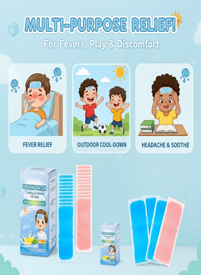Ruheaou 20 Sheets Kid Fever Patches for Kids Fever Discomfort & Pain Relief, Cooling Relief Fever Reducer, Soothe Headache Pain, Pack of 20 - Image 3