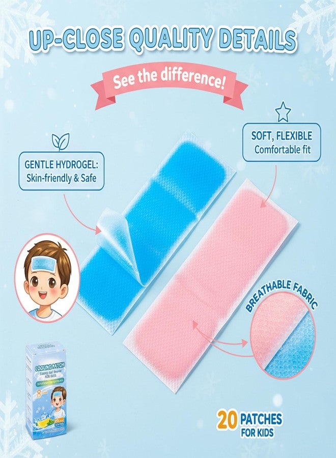 Ruheaou 20 Sheets Kid Fever Patches for Kids Fever Discomfort & Pain Relief, Cooling Relief Fever Reducer, Soothe Headache Pain, Pack of 20 - Image 4