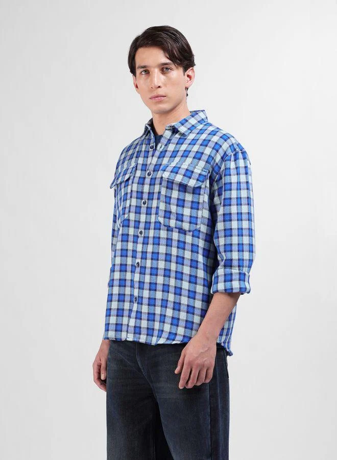 The Indian Garage Co Men Relaxed Fit Checked Cutaway Collar Full Sleeves Shirt