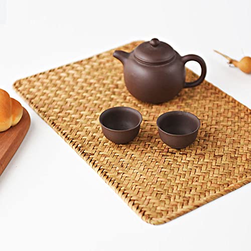 YANGQIHOME 6 Pack Rectangular Woven Placemats Rattan Wicker Table Mats 17 x 12 Natural Seagrass Place Mats for Dining Table 
