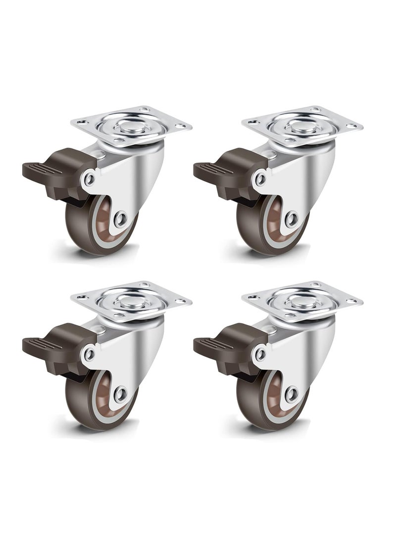 THOISEWELT THOISEWELT 32mm Caster Wheels Rubber Castor with Brake 360 Degree Rotation Top Plate Swivel Casters for FurnitureSofaBedTrolly Table and Tool box 200 kg Capacity Pack of 4 Brack Wheel  - Image 1