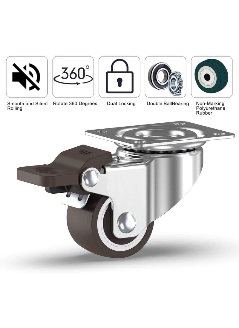 THOISEWELT THOISEWELT 32mm Caster Wheels Rubber Castor with Brake 360 Degree Rotation Top Plate Swivel Casters for FurnitureSofaBedTrolly Table and Tool box 200 kg Capacity Pack of 4 Brack Wheel  - Image 5