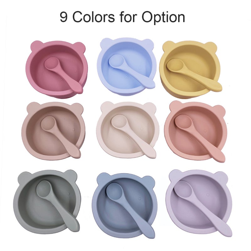 Baby Suction Bowls: Light Blue Food Grade Silicone Set - Strong Non-Slip Suction Cup, Curved Grip Spoon for 6+ Month Self-Feeding Babies - Image 4