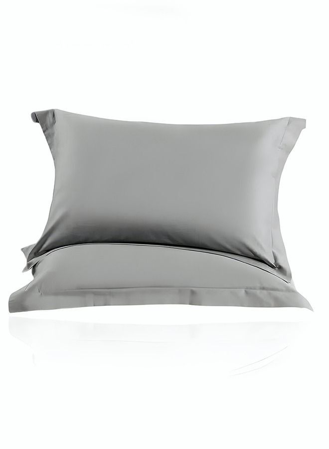 2 Piece 100% Cotton Soft Breathable Pillowcase Standard Size 48*74cm Solid Color Comfortable Sleep Durable Wrinkle Resistant Pillowcase Grey - Image 1