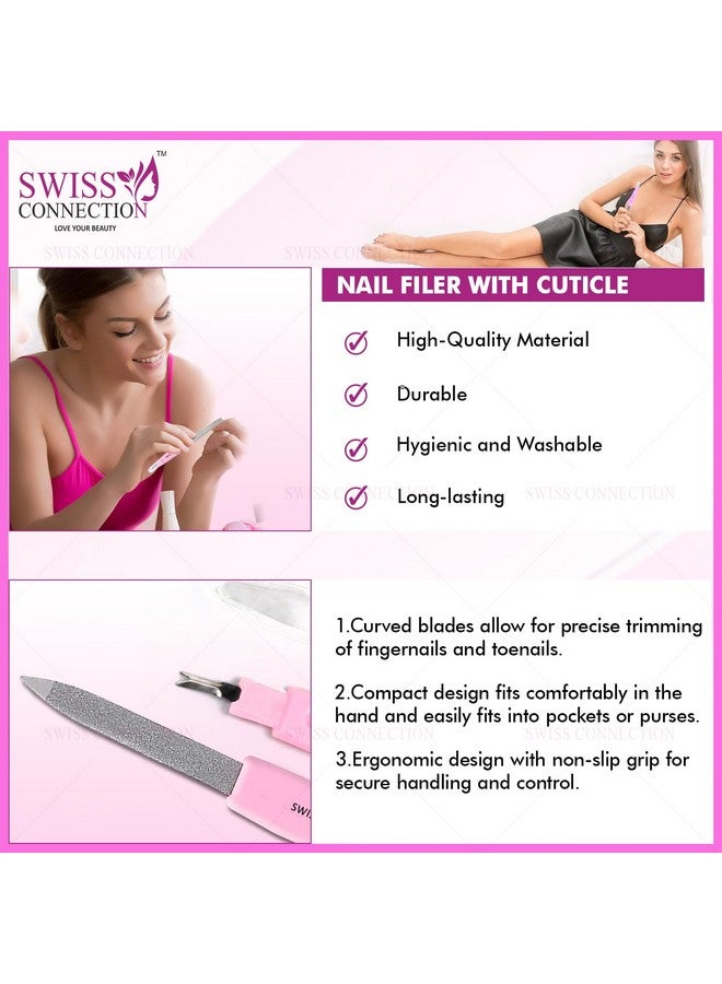 Swiss Connection 2 in 1 Nail Filer With Cuticle Remove | Stainless Steel | Multipurpose & Reusable & Durable | For Men & Women Multicolor(Pack of 4) - Image 2