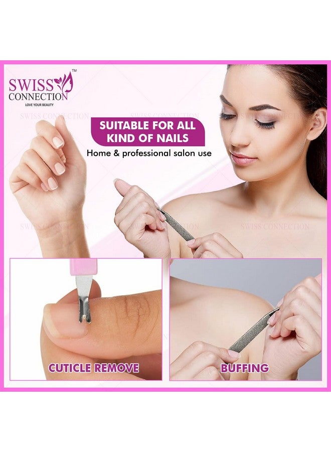 Swiss Connection 2 in 1 Nail Filer With Cuticle Remove | Stainless Steel | Multipurpose & Reusable & Durable | For Men & Women Multicolor(Pack of 4) - Image 4