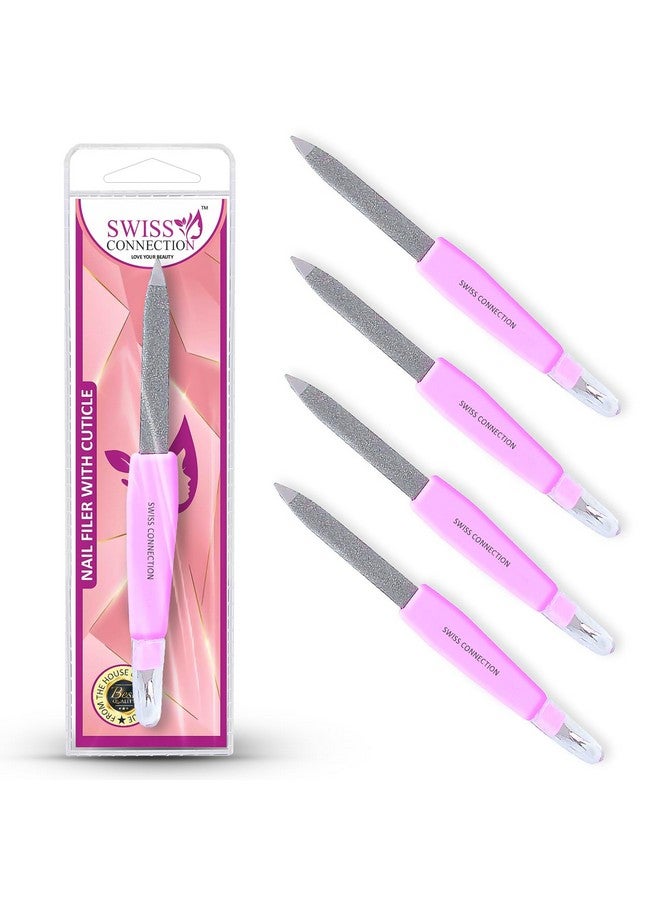 Swiss Connection 2 in 1 Nail Filer With Cuticle Remove | Stainless Steel | Multipurpose & Reusable & Durable | For Men & Women Multicolor(Pack of 4) - Image 1