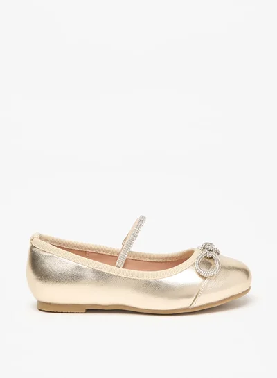 JUNIORS Girls Bow Accent Slip-On Round Toe Ballerina Shoes