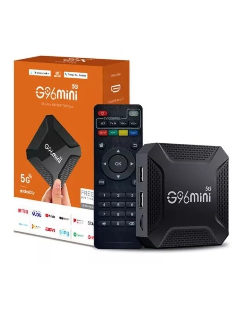 Generic G96MINI TV BOX with 8K Ultra HD Streaming Media Player Dual Band Connectivity Google TV And Google Assistant & Remote Supported - Black  - Image 1