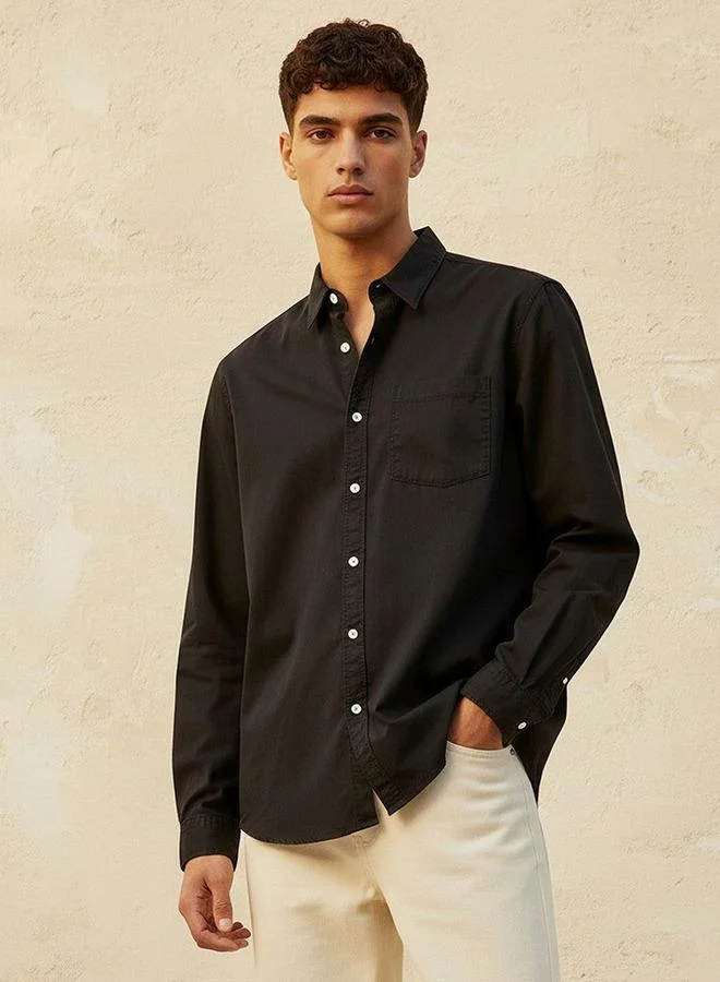 Lee Cooper BLACK Lee Cooper Regular Fit Collared Long Sleeves Shirt for Men | Best Price UAE