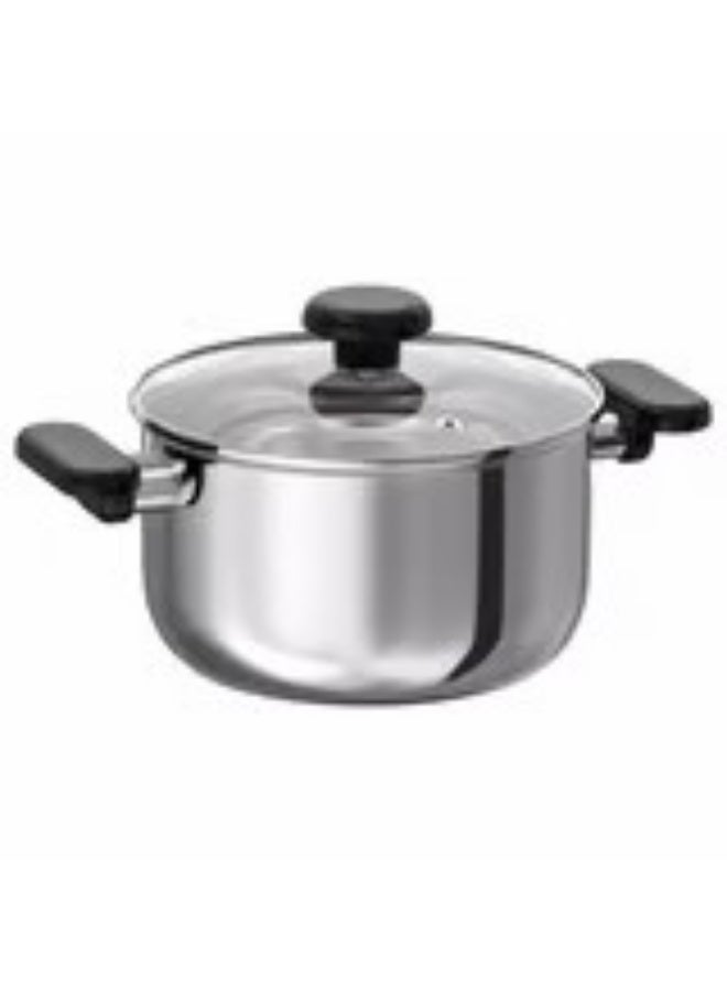 Pot with lid clear glass stainless steel 3 l - Image 1