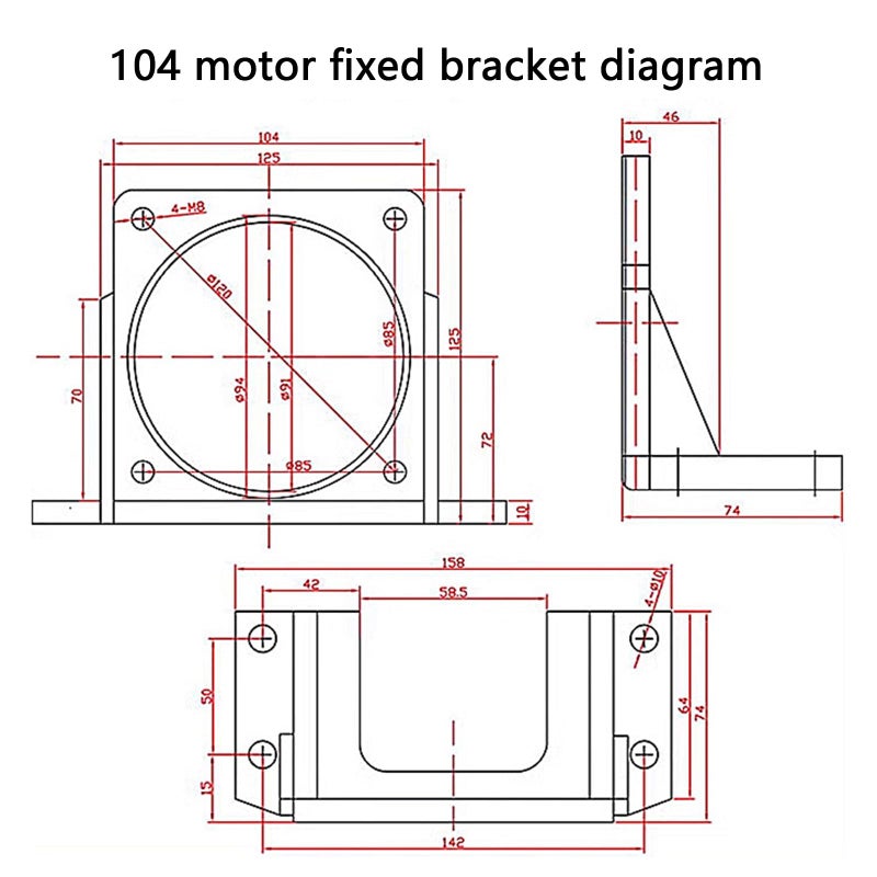 Solid Aluminum Motor Mounting Bracket 90 by 90 with 4 Hole Base for High Impact Machinery - Image 4