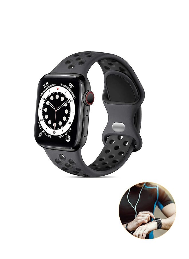 Generic - Sport Silicone Bands for Apple Watch Band 49/45/ 44/ 42mm for Women Men,Waterproof Soft Silicone Breathable Wristband Replacement Strap for iWatch Ultra 2 SE Series 9 8 7 6 5 4 3 2 1 - Image 1