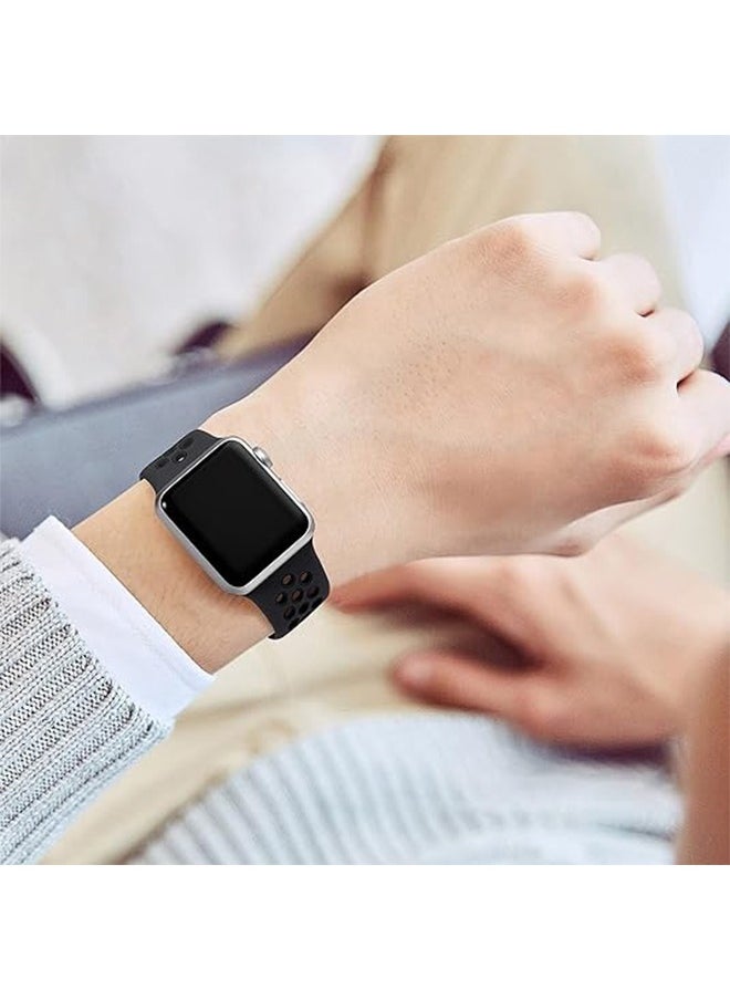 Generic - Sport Silicone Bands for Apple Watch Band 49/45/ 44/ 42mm for Women Men,Waterproof Soft Silicone Breathable Wristband Replacement Strap for iWatch Ultra 2 SE Series 9 8 7 6 5 4 3 2 1 - Image 1