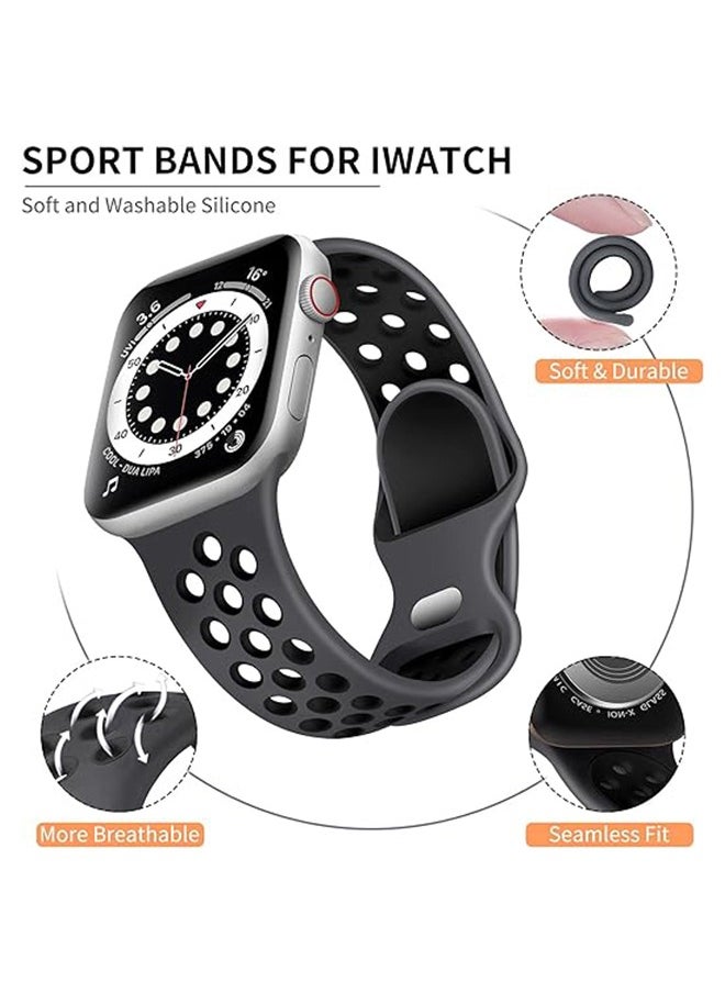 Generic - Sport Silicone Bands for Apple Watch Band 49/45/ 44/ 42mm for Women Men,Waterproof Soft Silicone Breathable Wristband Replacement Strap for iWatch Ultra 2 SE Series 9 8 7 6 5 4 3 2 1 - Image 1