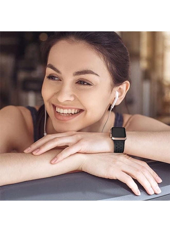 Generic - Sport Silicone Bands for Apple Watch Band 49/45/ 44/ 42mm for Women Men,Waterproof Soft Silicone Breathable Wristband Replacement Strap for iWatch Ultra 2 SE Series 9 8 7 6 5 4 3 2 1 - Image 1
