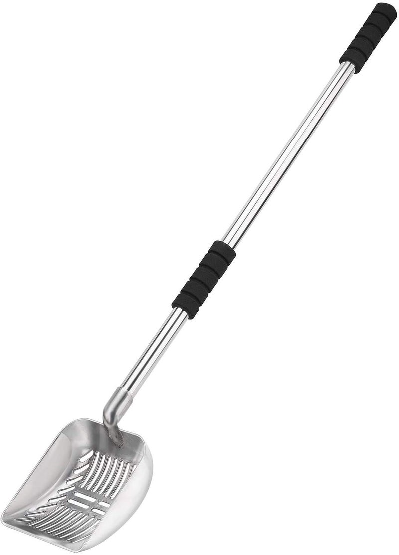 Yangbaga Metal Cat Litter Scoop with Deep Shovel&Long Handle,Detachable Stainless Steel Non-Stick Litter Sifter with Foam Padded Grip, No Bending Back Heavy Duty Cat Litter Scooper - Image 1
