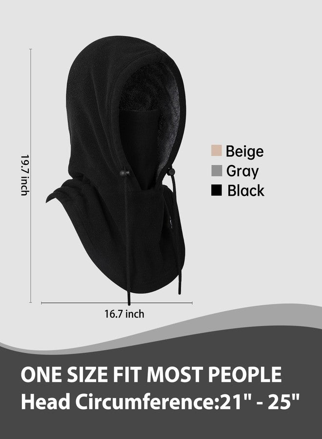 Supertrip Balaclava Fleece Ski Mask for Women Men, Warm Sherpa Hood Windproof Face Mask Neck Scarf Helmet Hood for Cold Weather Winter Black - Image 3