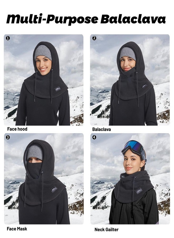 Supertrip Balaclava Fleece Ski Mask for Women Men, Warm Sherpa Hood Windproof Face Mask Neck Scarf Helmet Hood for Cold Weather Winter Black - Image 5
