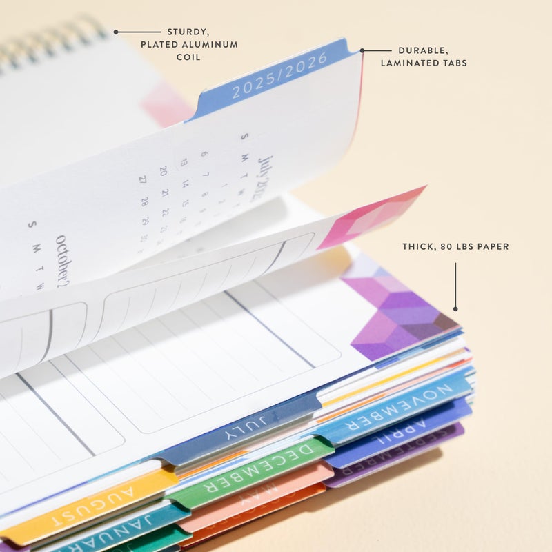 Erin Condren 12-Month Spiral Life Planner (Jul 2025 - Jun 2026), 7â€x9â€ Weekly and Monthly Planner, 80 Lb. Text Weight Paper, Bouquet Wallpaper Covers, Hexagon Theme, Horizontal Layout, Platinum Coil - Image 5