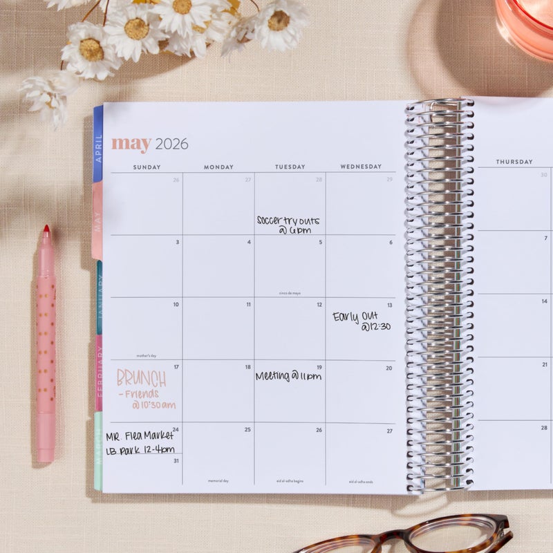 Erin Condren 12-Month Spiral Life Planner (Jul 2025 - Jun 2026), 7â€x9â€ Weekly and Monthly Planner, 80 Lb. Text Weight Paper, Bouquet Wallpaper Covers, Hexagon Theme, Horizontal Layout, Platinum Coil - Image 3