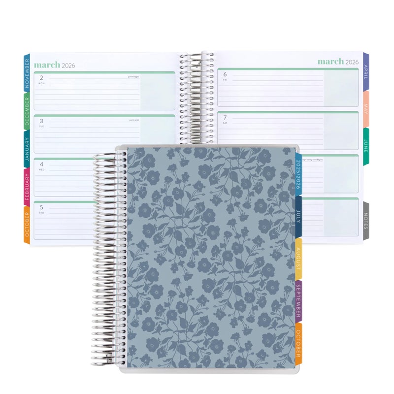 Erin Condren 12-Month Spiral Life Planner (Jul 2025 - Jun 2026), 7â€x9â€ Weekly and Monthly Planner, 80 Lb. Text Weight Paper, Bouquet Wallpaper Covers, Hexagon Theme, Horizontal Layout, Platinum Coil - Image 1