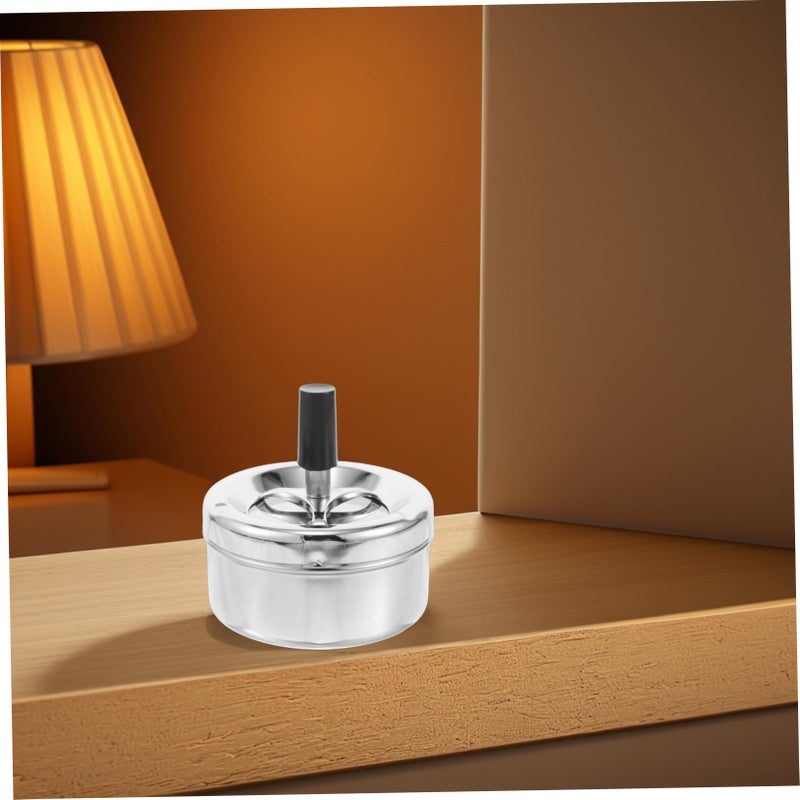 Windproof Metal Ashtray with Smokeless Spinning Tray for Indoor Outdoor Use - Image 3