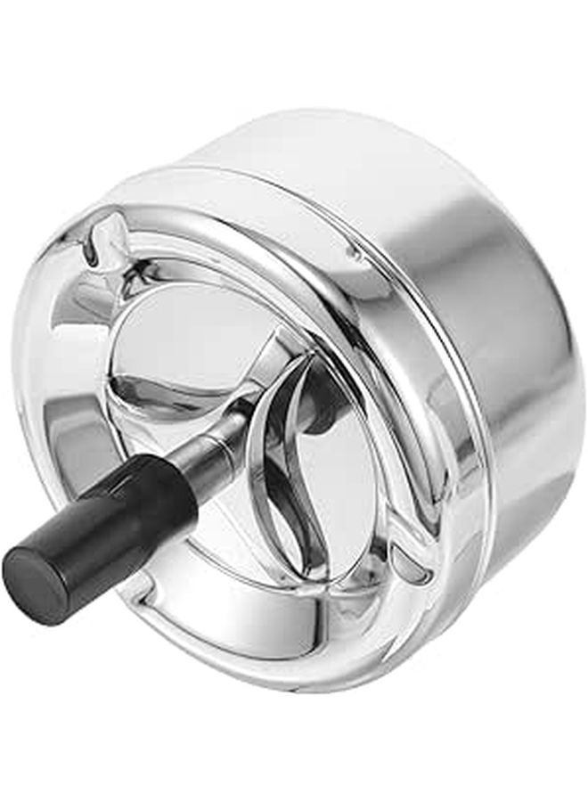 Windproof Metal Ashtray with Smokeless Spinning Tray for Indoor Outdoor Use - Image 1
