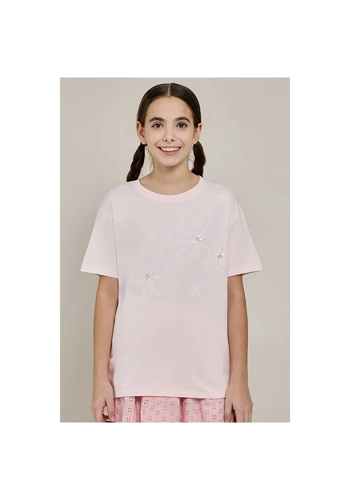 R&b Embroidered T-Shirt with Crew Neck and Short Sleeves