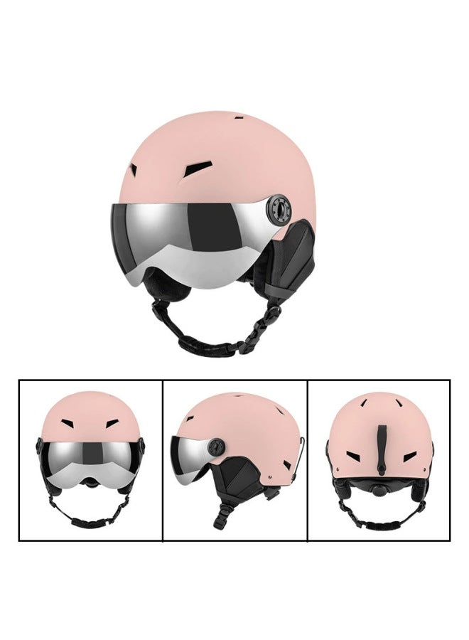 Light Pink New Outdoor Sports Ski Helmet Snow Goggles Men's And Women's Ski Skating Snow Helmet Veneer Warm And Safe