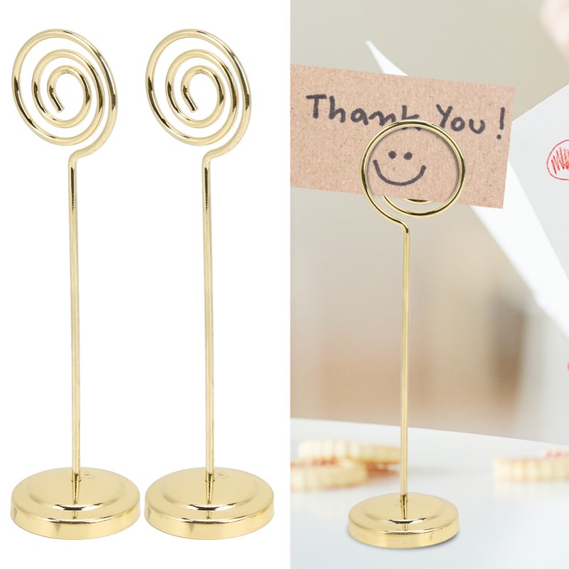 2Pcs Table Number Holder Round Metal Steady Semicircle Convex Design Electroplating Technology Photo HolderGold - Image 4