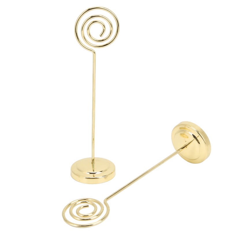 2Pcs Table Number Holder Round Metal Steady Semicircle Convex Design Electroplating Technology Photo HolderGold - Image 3
