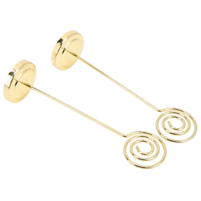2Pcs Table Number Holder Round Metal Steady Semicircle Convex Design Electroplating Technology Photo HolderGold - Image 1