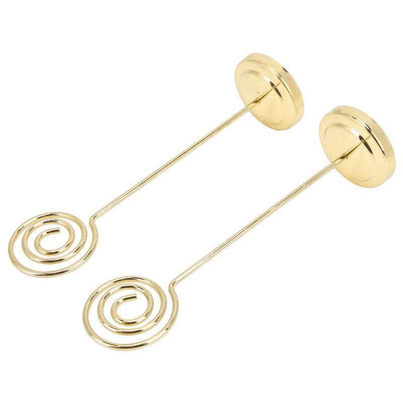 2Pcs Table Number Holder Round Metal Steady Semicircle Convex Design Electroplating Technology Photo HolderGold - Image 5