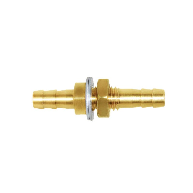 Joywayus 2Pcs 1/4'' Hose Barb Thru-Bulk Head Hex Union Brass Fitting With Flat Washer Gasket Water/Fuel/Air - Image 2