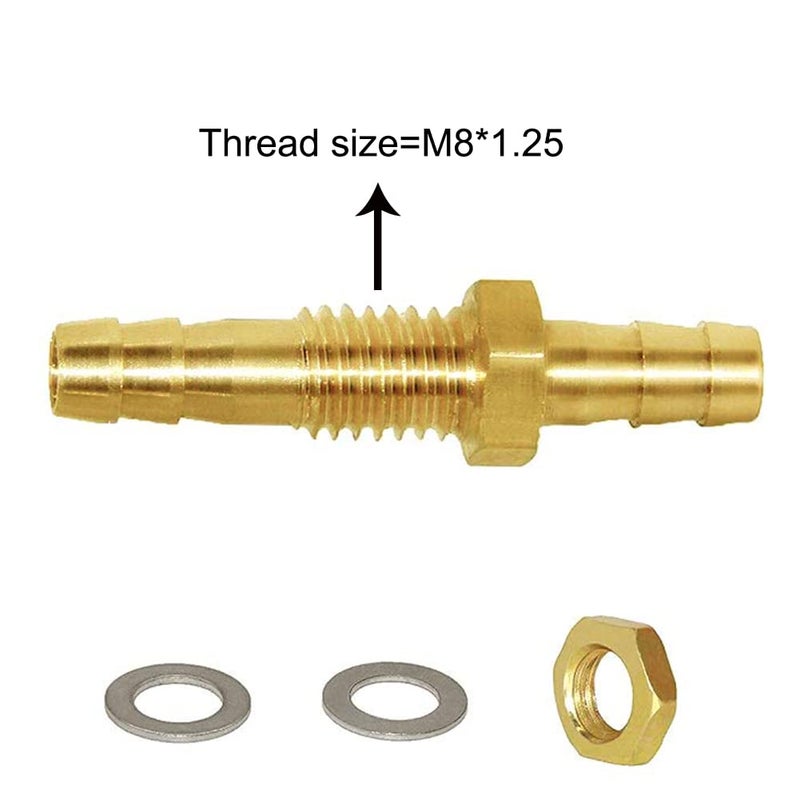 Joywayus 2Pcs 1/4'' Hose Barb Thru-Bulk Head Hex Union Brass Fitting With Flat Washer Gasket Water/Fuel/Air - Image 3