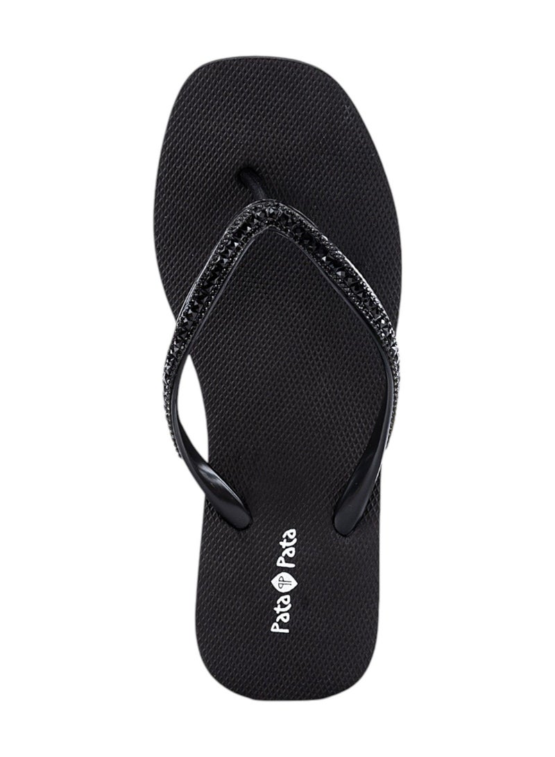 Bata Embellished Platform Wedge Flip Flops - Image 4