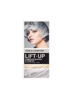 KISS Lift Up Complete Hair Bleach  Icy Silver Toner Kit Gentle Conditioning Formula that Reduces Brassiness Complete 6Pc DIY Bleach Kit ICE