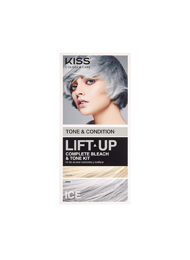 KISS - KISS Lift Up Complete Hair Bleach  Icy Silver Toner Kit Gentle Conditioning Formula that Reduces Brassiness Complete 6Pc DIY Bleach Kit ICE - Image 1