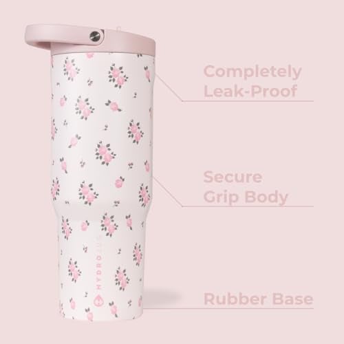 HydroJug Sport Stainless Steel Tumbler with Straw Vacuum Insulated 40oz Leakproof Water Bottle Ergonomic Design Reusable Dishwasher Safe Rubber Base Durable for Gym or Outdoors Wildrose - Image 3