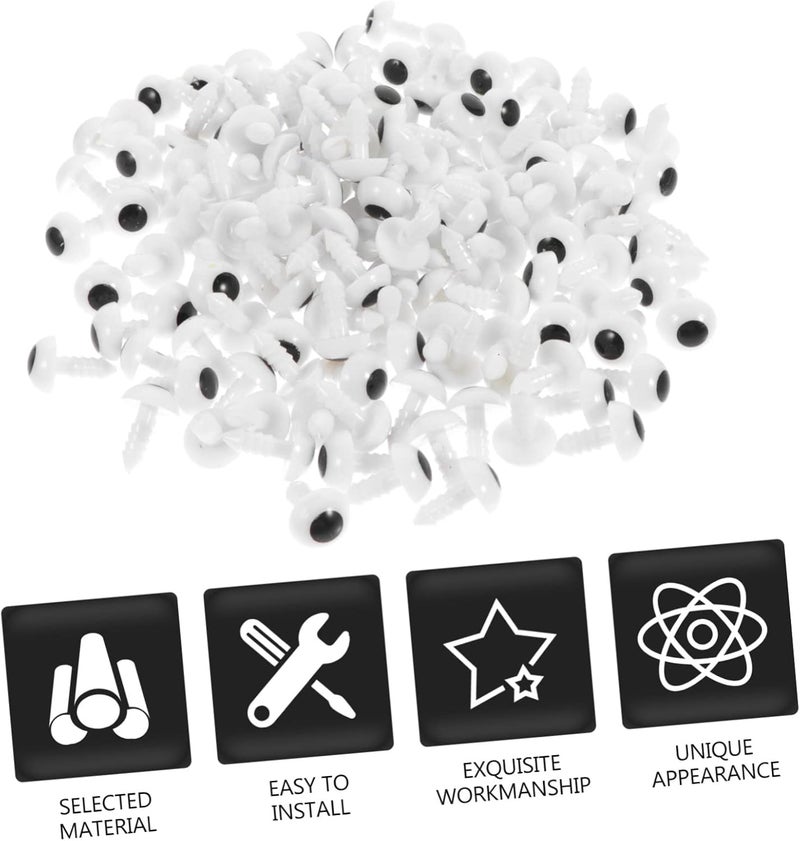 OSALADI 200pcs DIY Plastic Dolls Eyes Jumbo Googly Eyes for Crafting Easy Peel Doll Toy for Crochet - Image 5